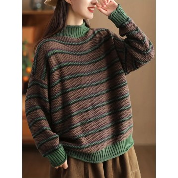 レディース レトロストライプセーター yukoward-01